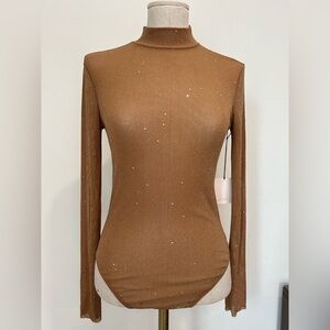 SUPERDOWN - Long Sleeve Sparkling Mesh Bodysuit Size S